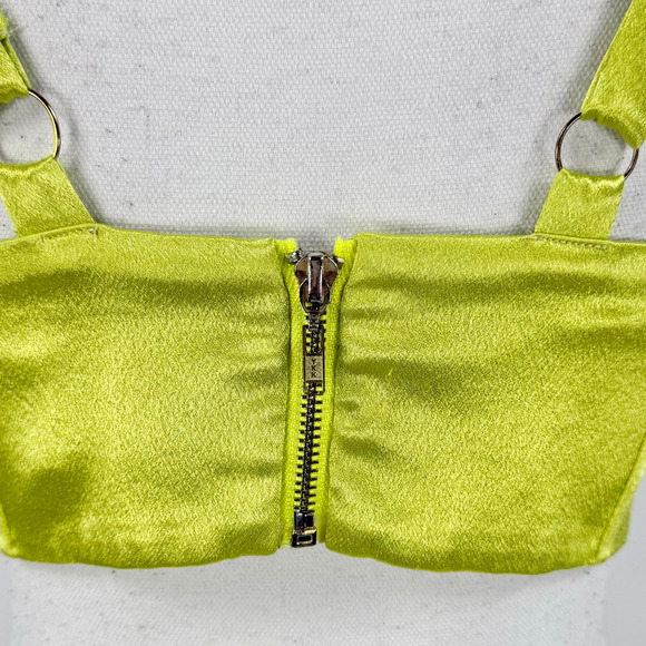 Bronx and Banco Women's Capri Satin Bralette Top XS Lime Green - Picture 8 of 15